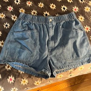 Madewell denim pull-on paper bag utility shorts